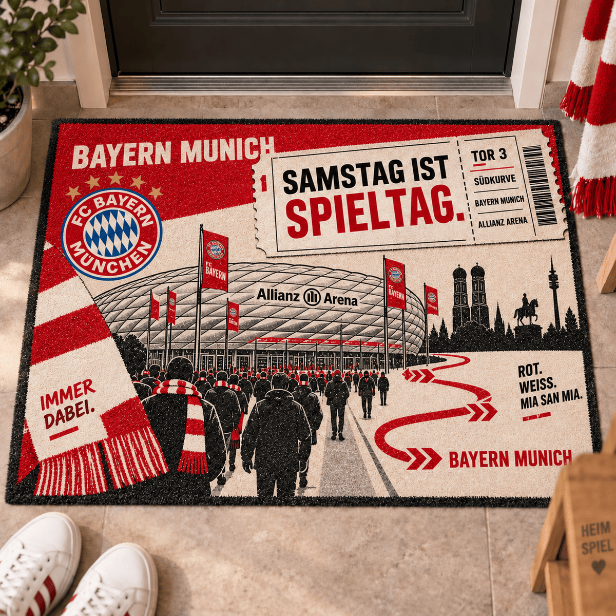 Bayern Munich Stadium Ticket Doormat – Football Fan Front Door Rug