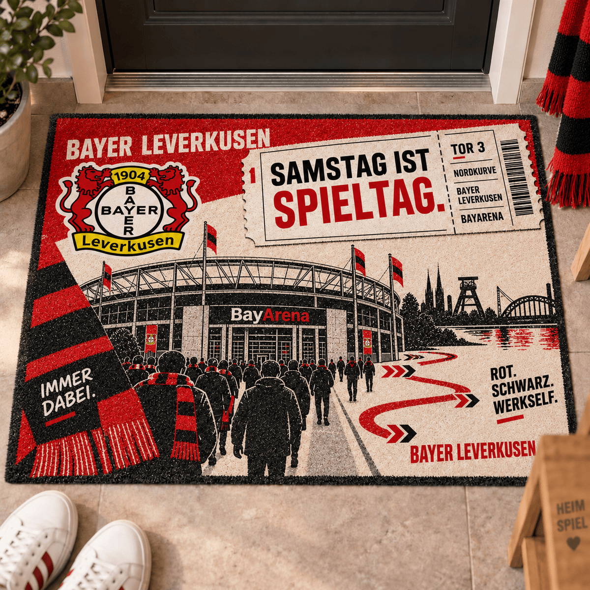 Bayer Leverkusen Stadium Ticket Doormat – Football Fan Front Door Rug