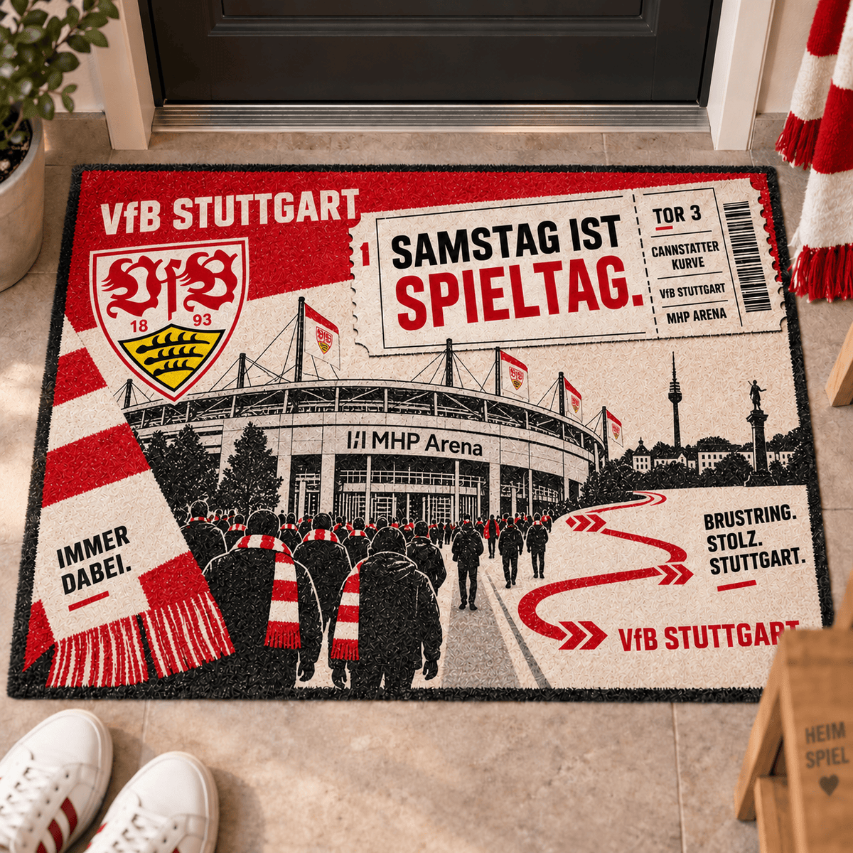 VfB Stuttgart Stadium Ticket Doormat – Football Fan Front Door Rug