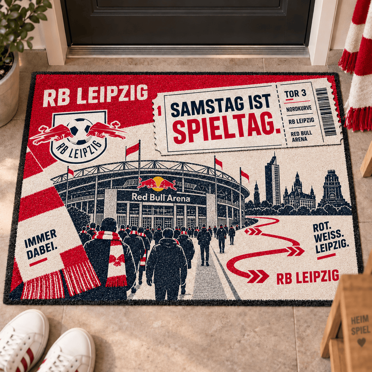 RB Leipzig Stadium Ticket Doormat – Football Fan Front Door Rug