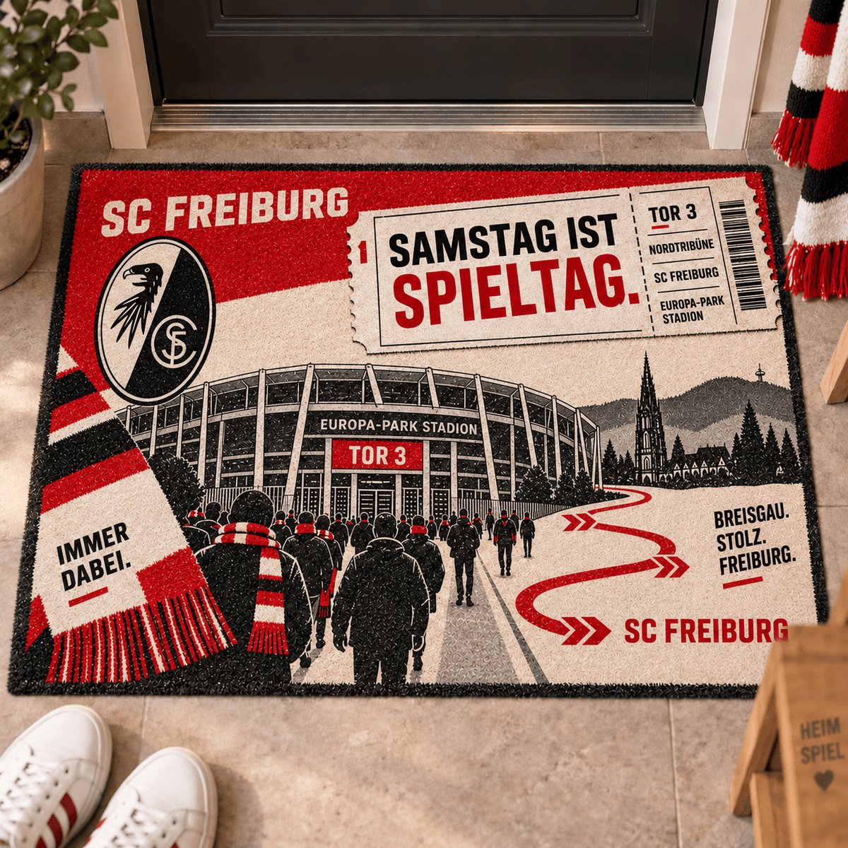 SC Freiburg Stadium Ticket Doormat – Football Fan Front Door Rug