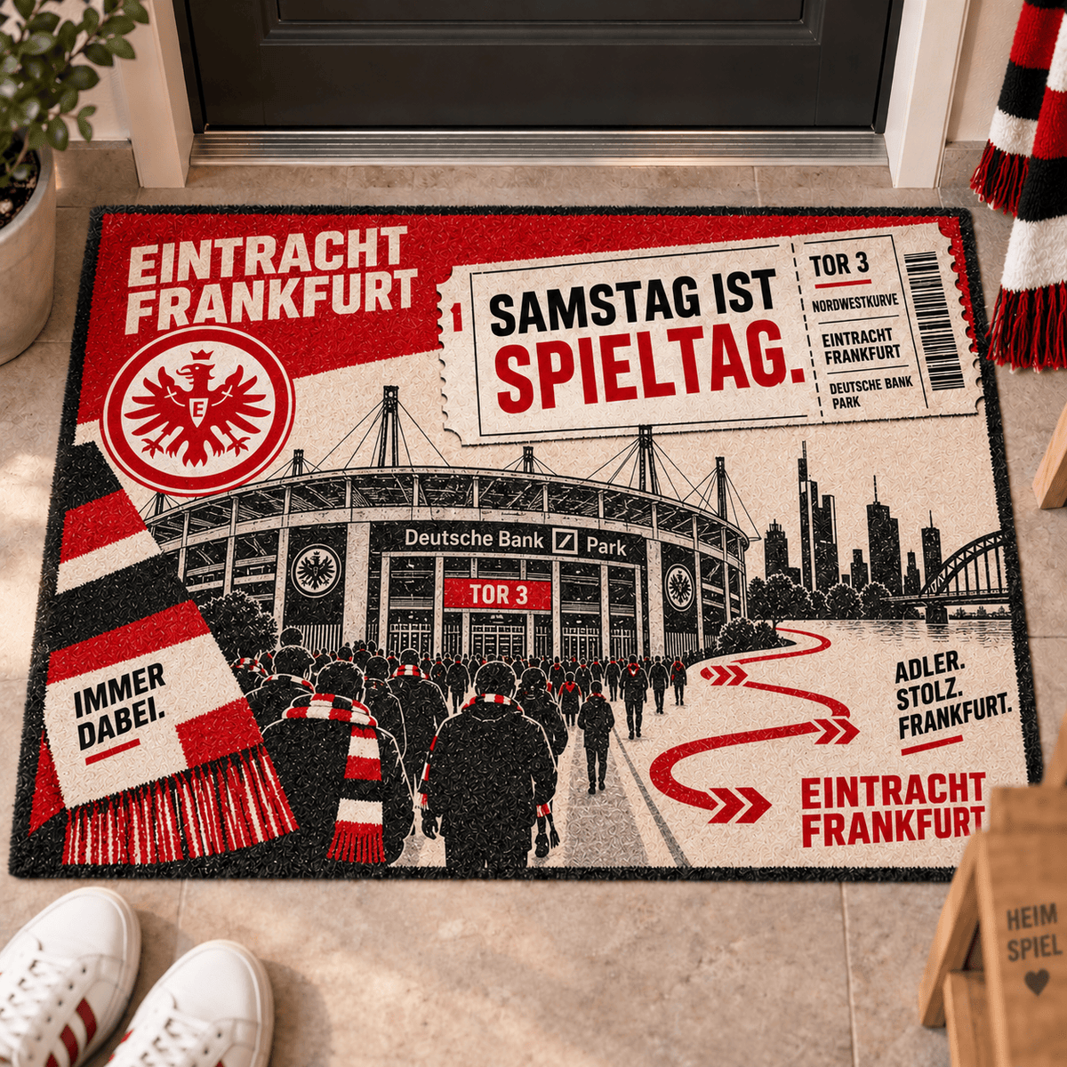 Eintracht Frankfurt Stadium Ticket Doormat – Football Fan Front Door Rug