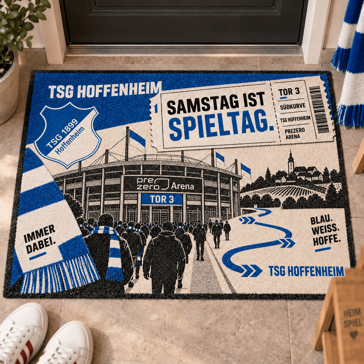 TSG Hoffenheim Stadium Ticket Doormat – Football Fan Front Door Rug