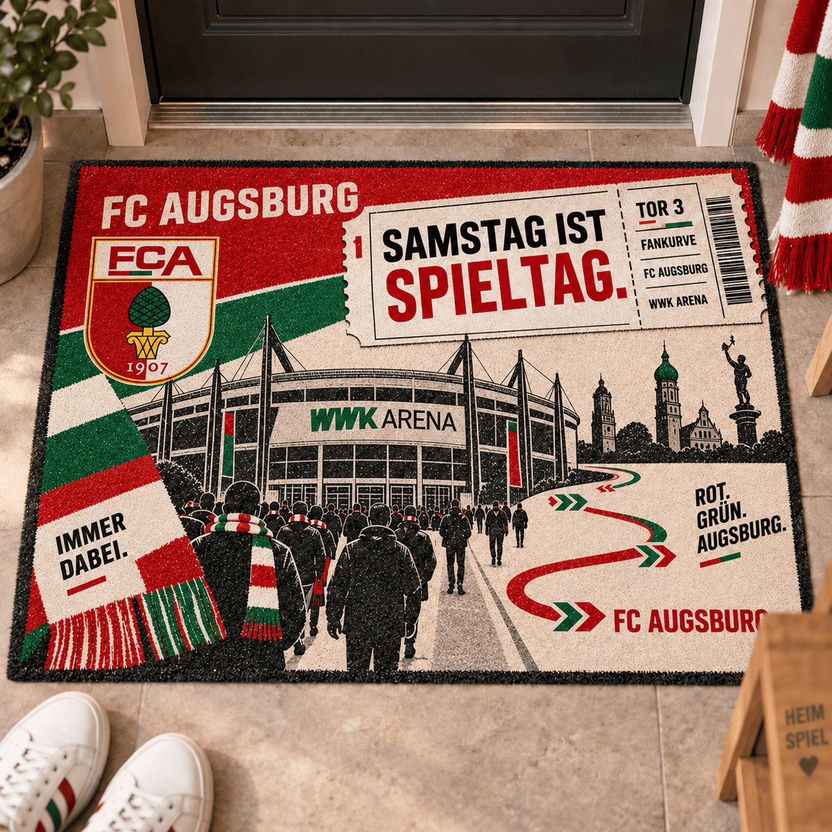 FC Augsburg Stadium Ticket Doormat – Football Fan Front Door Rug
