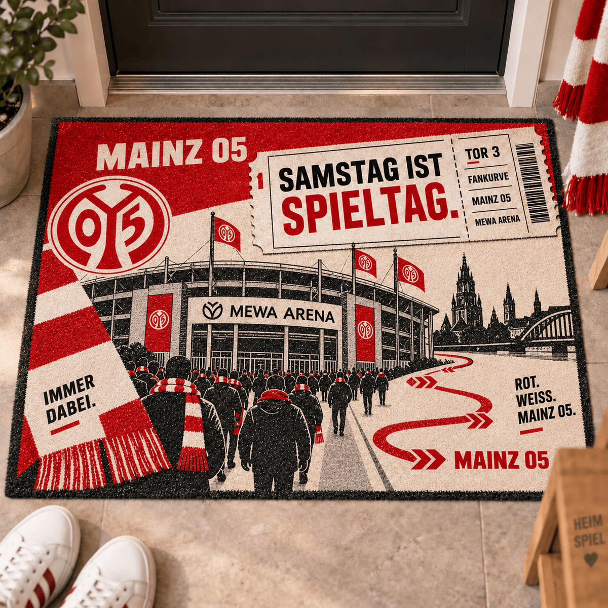 Mainz 05 Stadium Ticket Doormat – Football Fan Front Door Rug