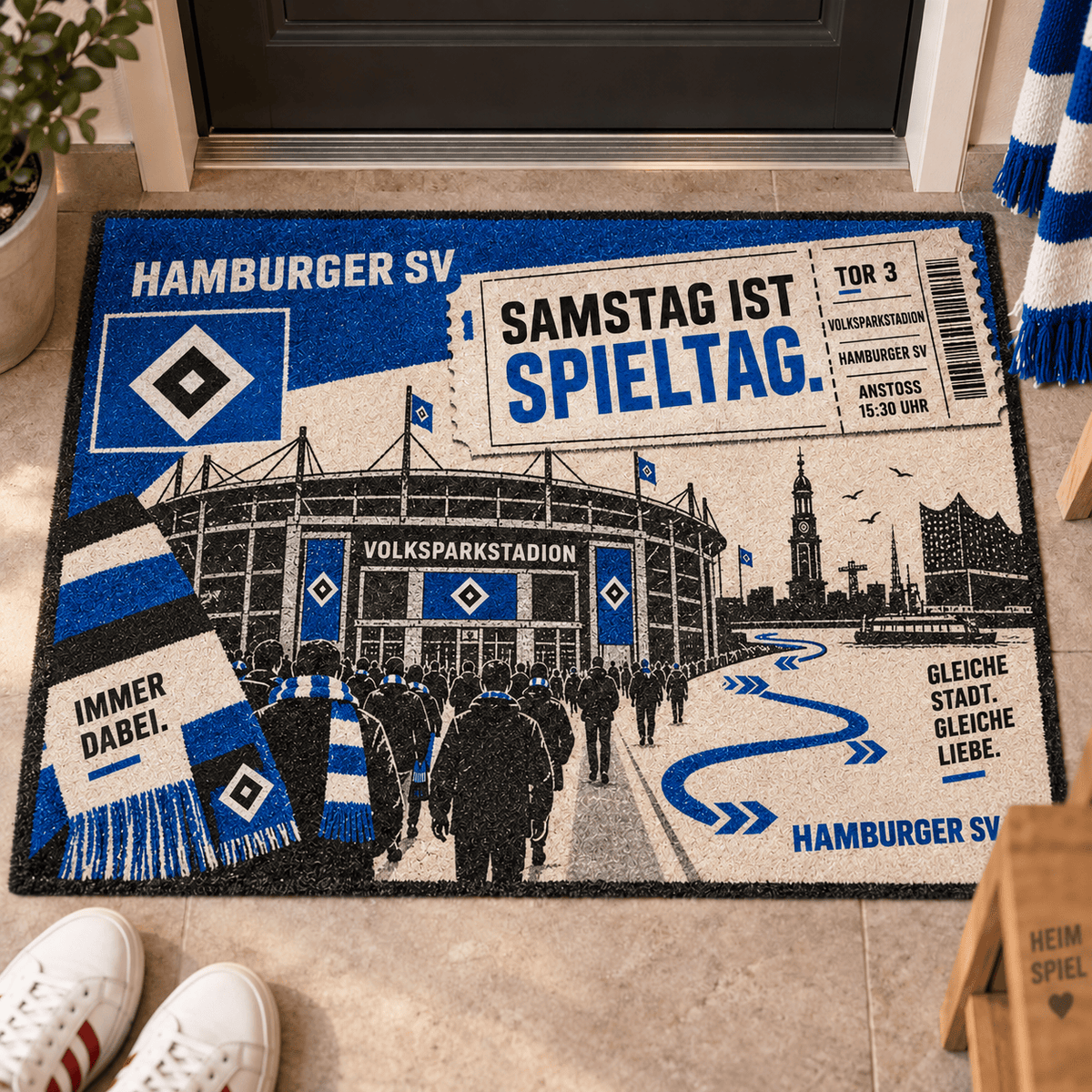 Hamburger SV Stadium Ticket Doormat – Football Fan Front Door Rug