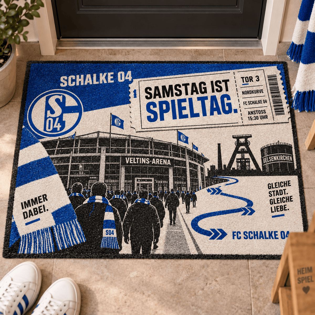 Schalke 04 Stadium Ticket Doormat – Football Fan Front Door Rug