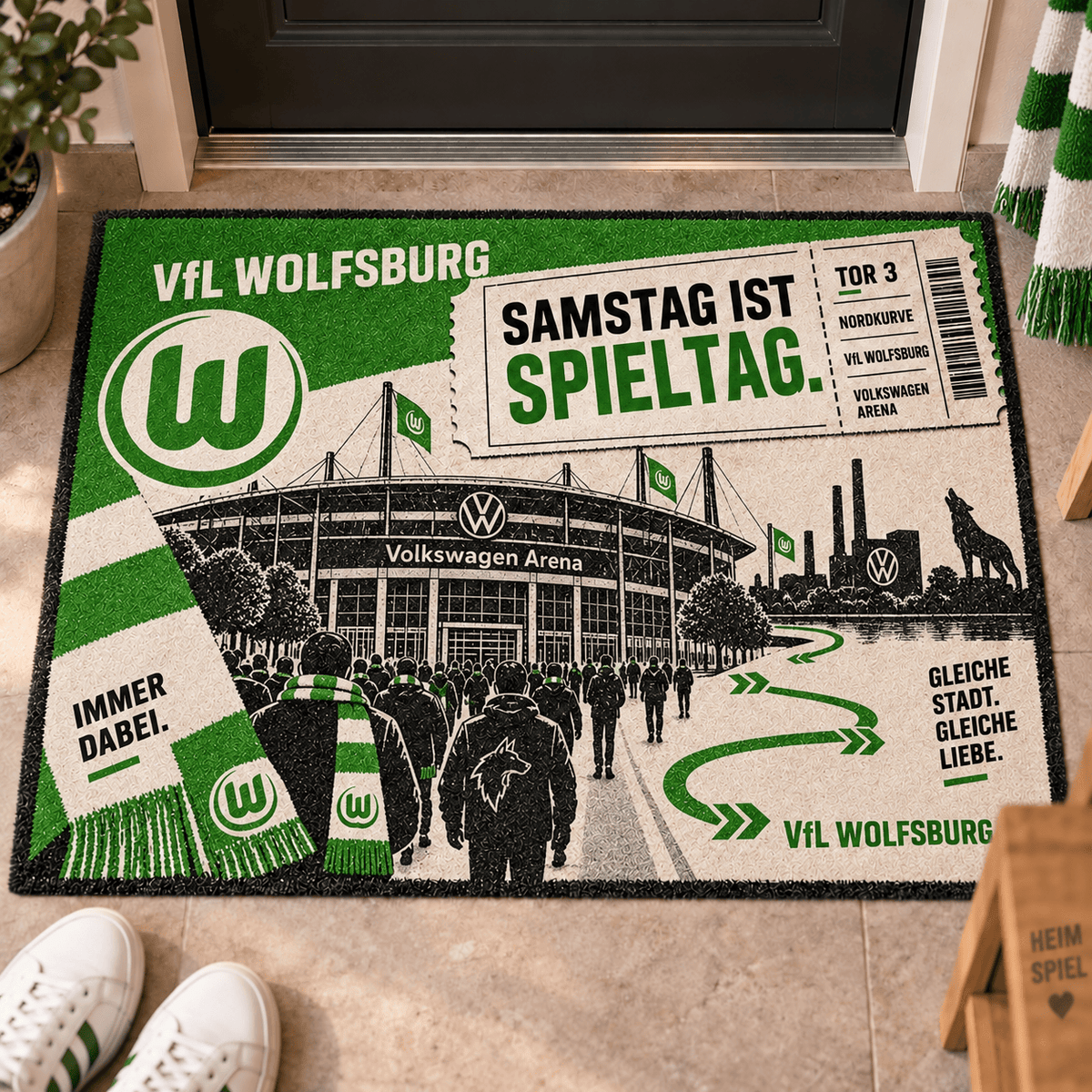 VfL Wolfsburg Stadium Ticket Doormat – Football Fan Front Door Rug