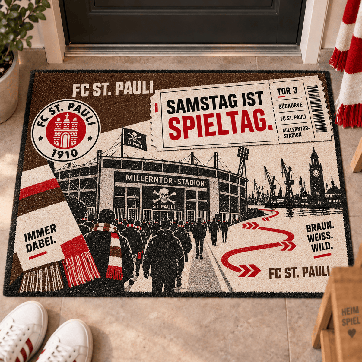FC St. Pauli Stadium Ticket Doormat – Football Fan Front Door Rug