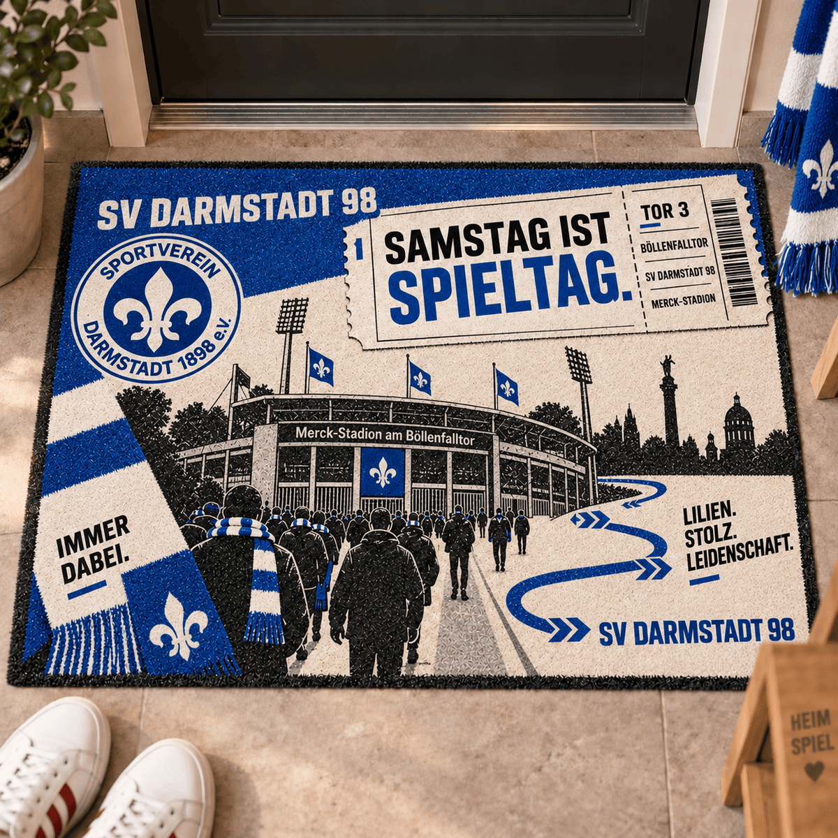 SV Darmstadt 98 Stadium Ticket Doormat – Football Fan Front Door Rug