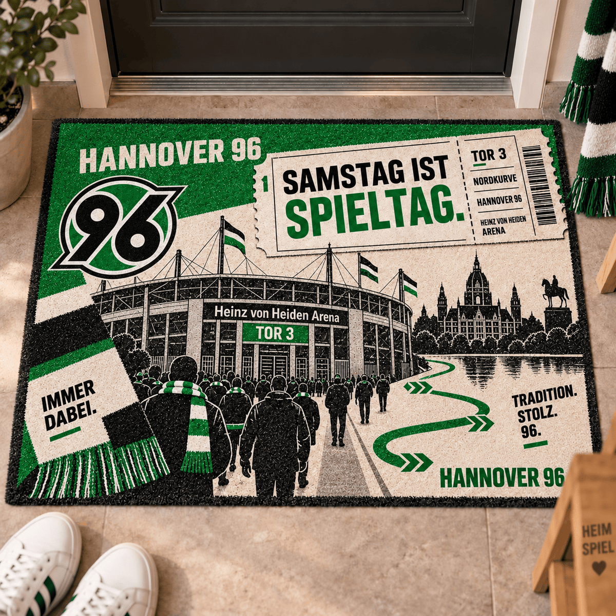 Hannover 96 Stadium Ticket Doormat – Football Fan Front Door Rug
