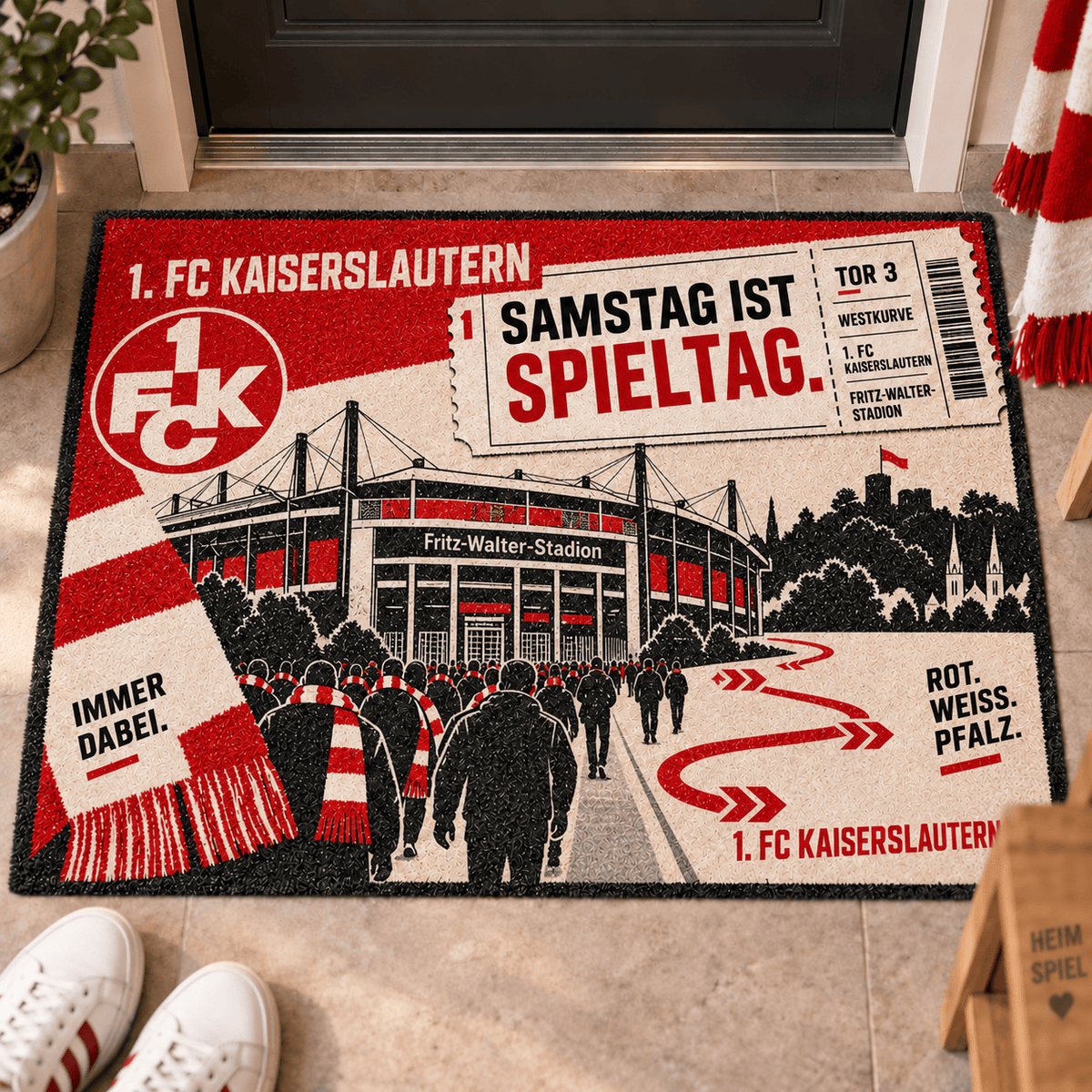 FC Kaiserslautern Stadium Ticket Doormat – Football Fan Front Door Rug