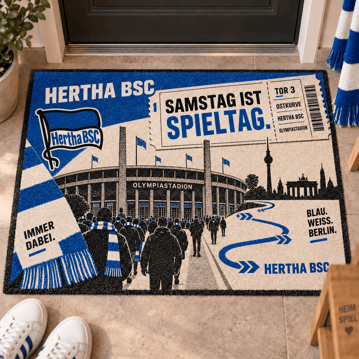 Hertha BSC Stadium Ticket Doormat – Football Fan Front Door Rug