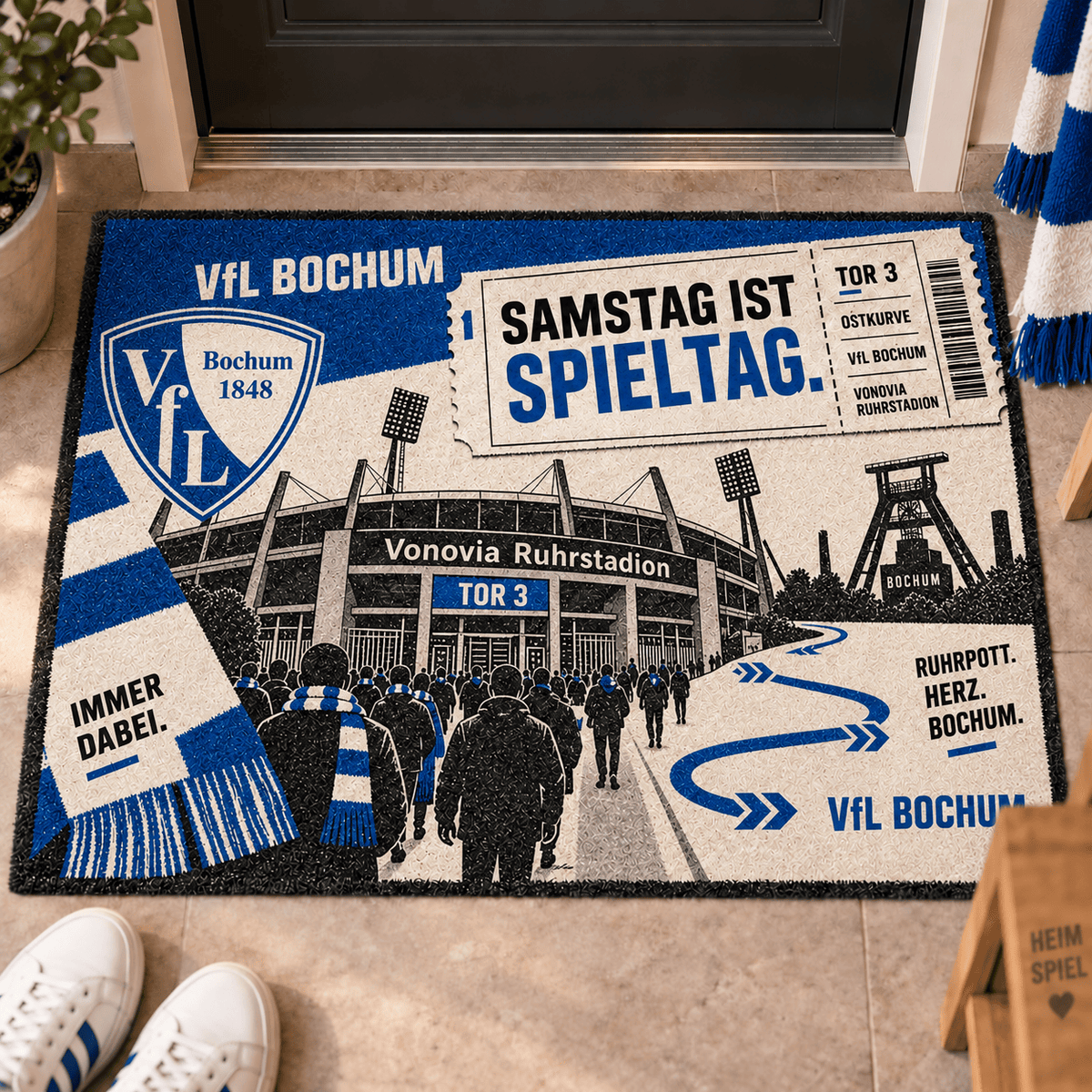VfL Bochum Stadium Ticket Doormat – Football Fan Front Door Rug