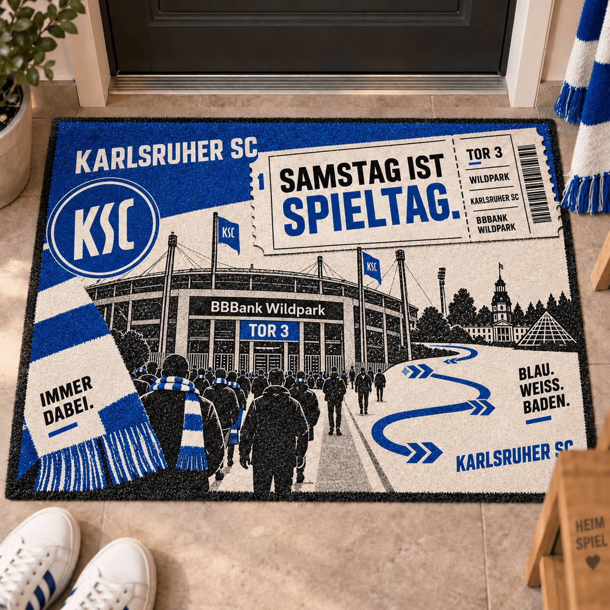 Karlsruher SC Stadium Ticket Doormat – Football Fan Front Door Rug
