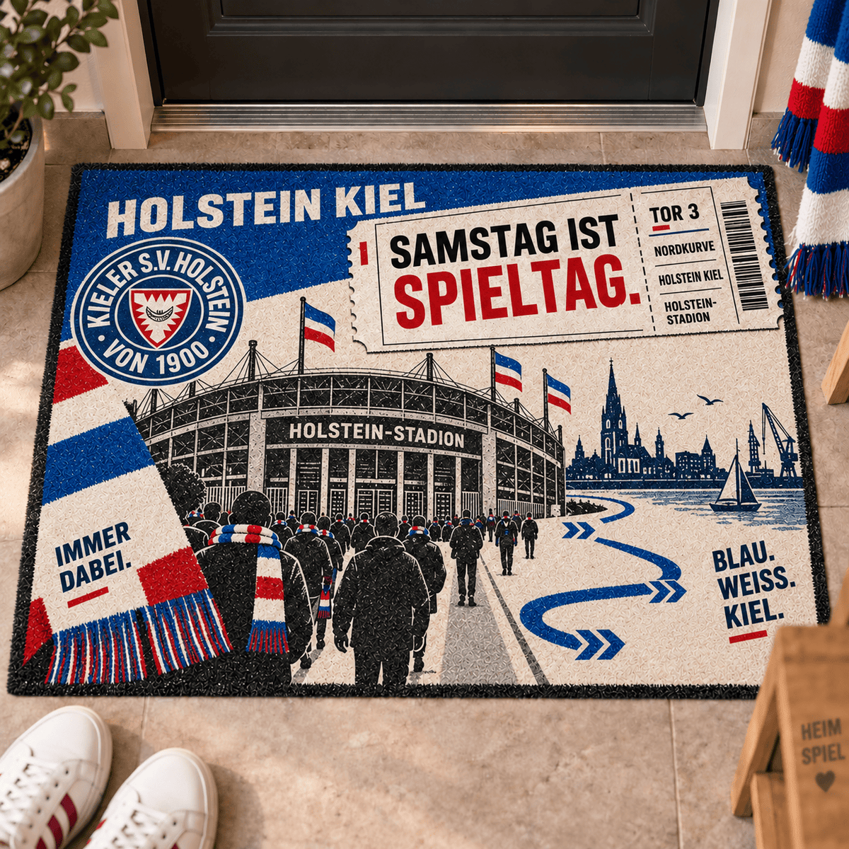 Holstein Kiel Stadium Ticket Doormat – Football Fan Front Door Rug