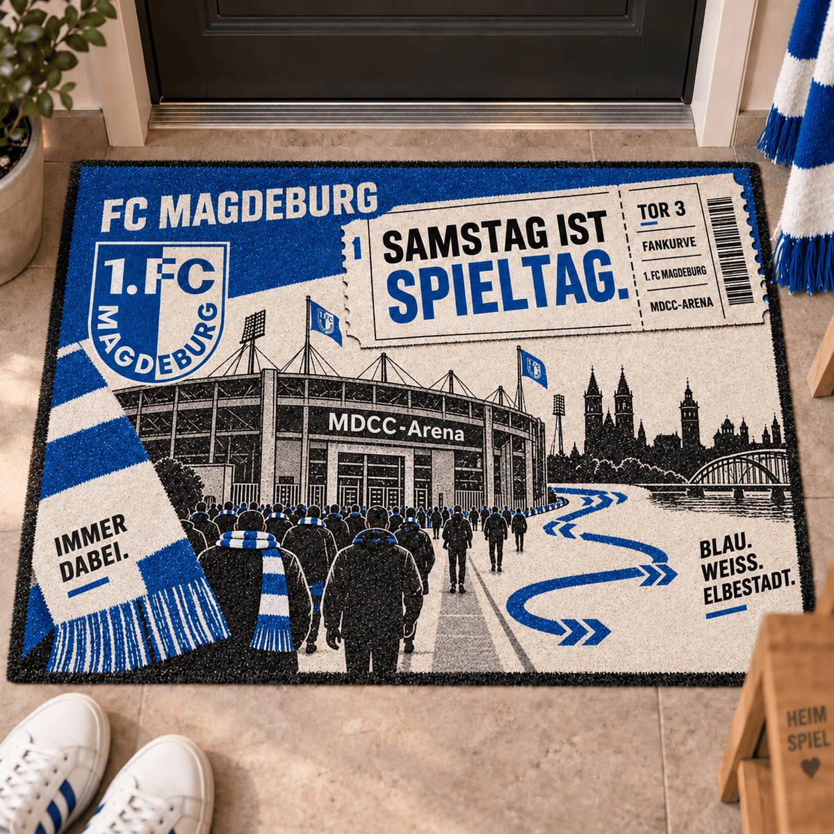 FC Magdeburg Stadium Ticket Doormat – Football Fan Front Door Rug