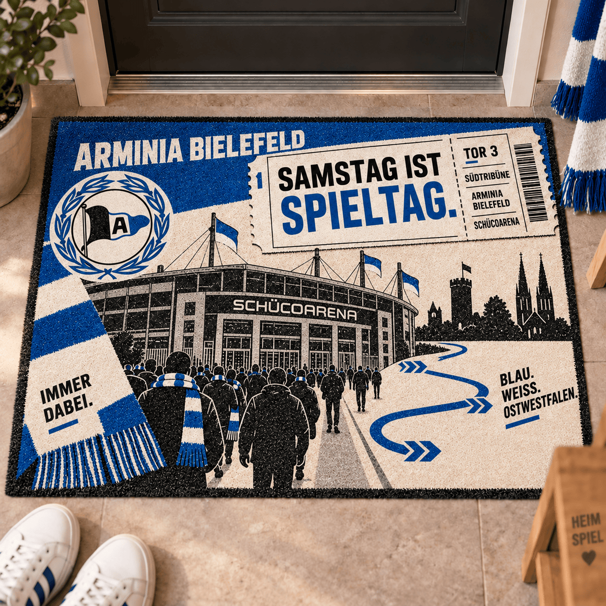 Arminia Bielefeld Stadium Ticket Doormat – Football Fan Front Door Rug