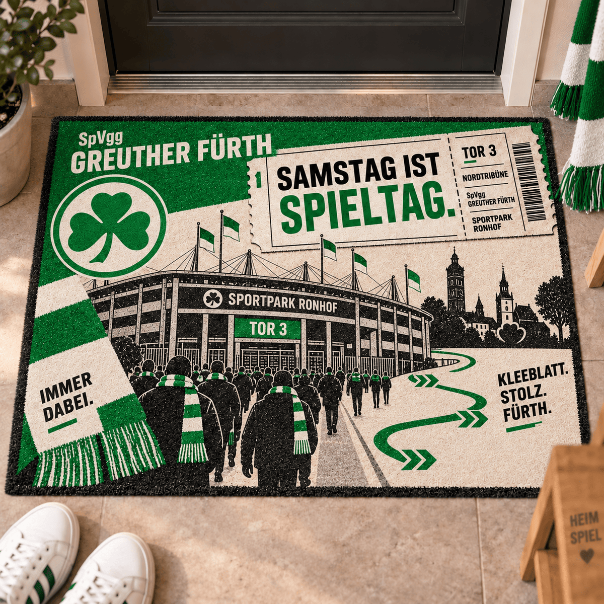 SpVgg Greuther Fürth Stadium Ticket Doormat – Football Fan Front Door Rug