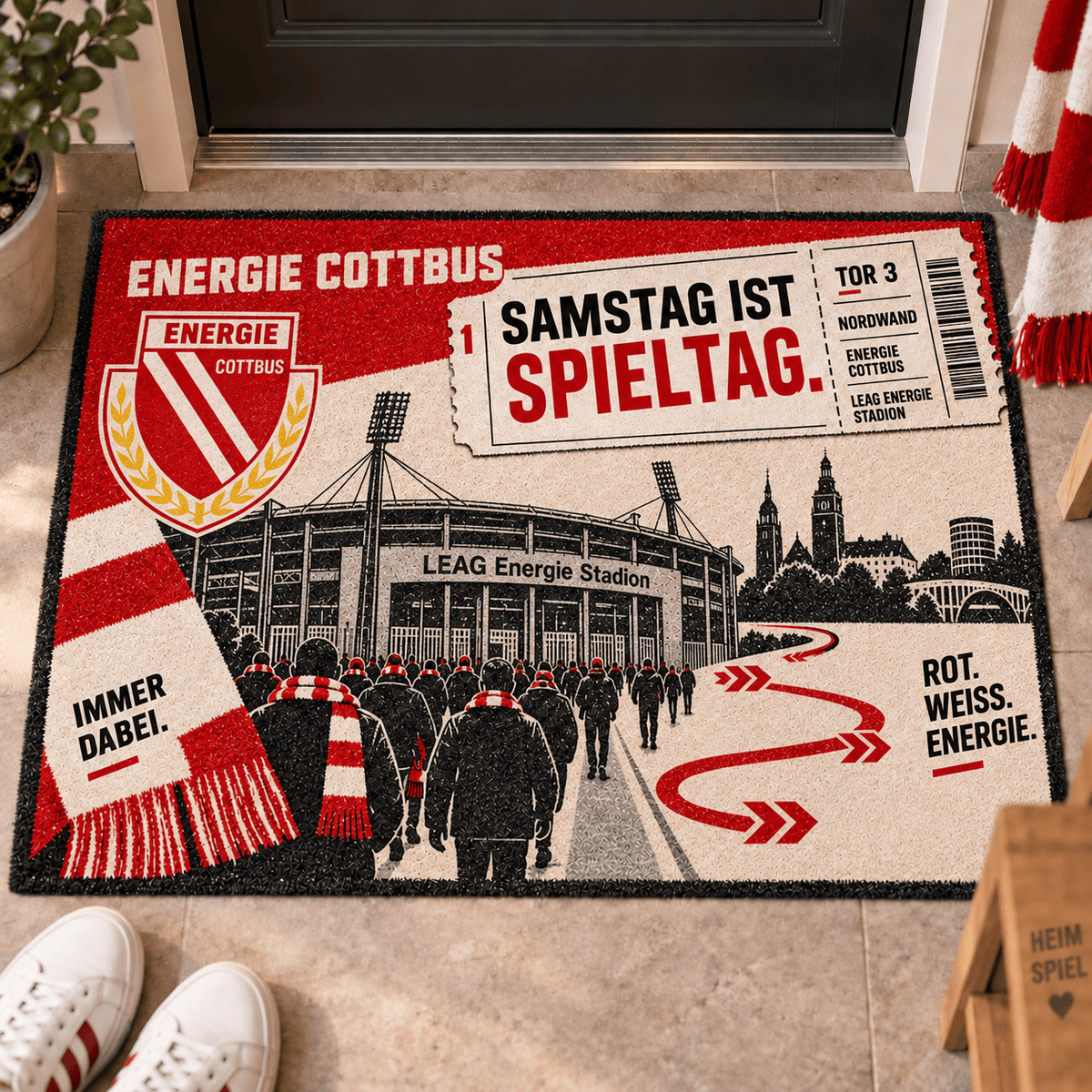 Energie Cottbus Stadium Ticket Doormat – Football Fan Front Door Rug