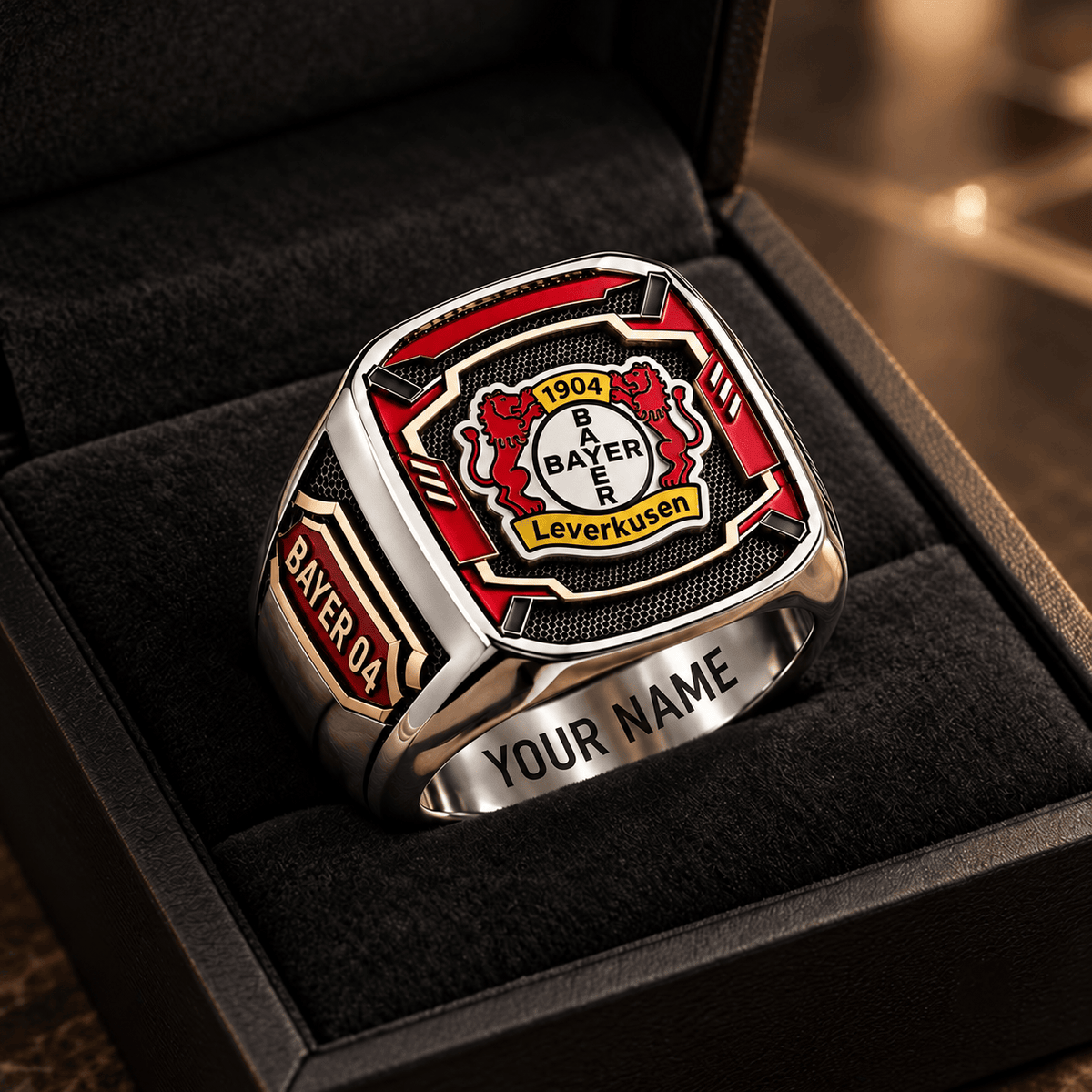 Bayer Leverkusen 3D Fan Signet Ring – Custom Engraved Heavy Metal Band