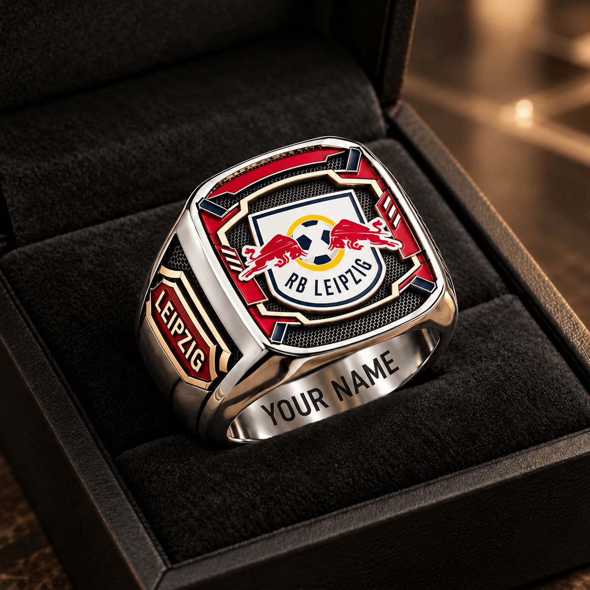 RB Leipzig 3D Fan Signet Ring – Custom Engraved Heavy Metal Band