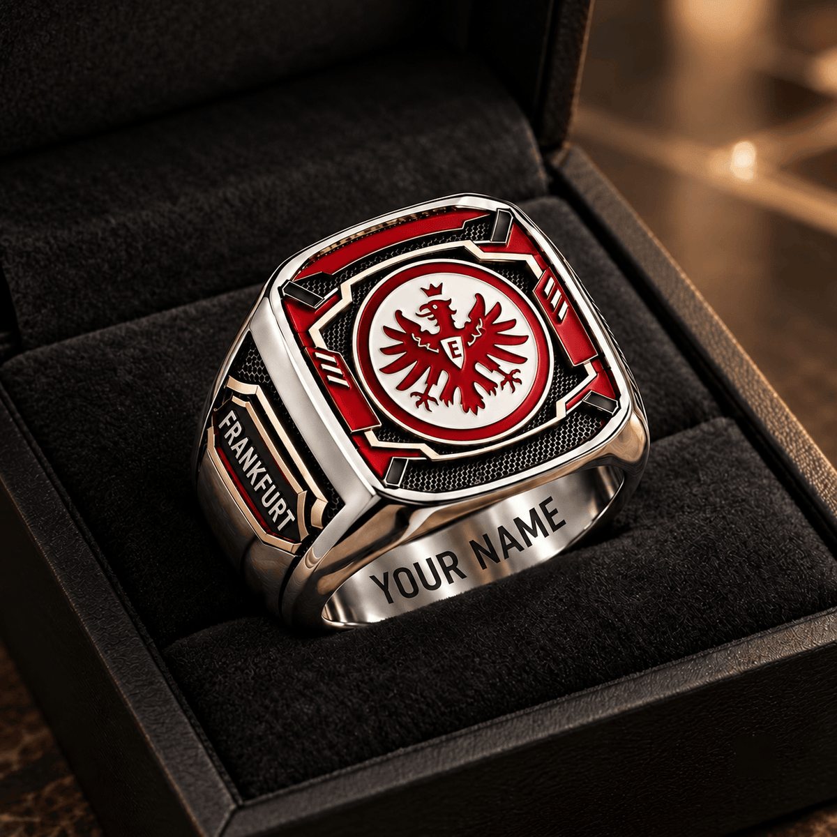 Eintracht Frankfurt 3D Fan Signet Ring – Custom Engraved Heavy Metal Band