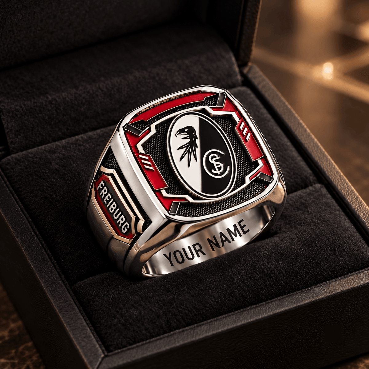 SC Freiburg 3D Fan Signet Ring – Custom Engraved Heavy Metal Band