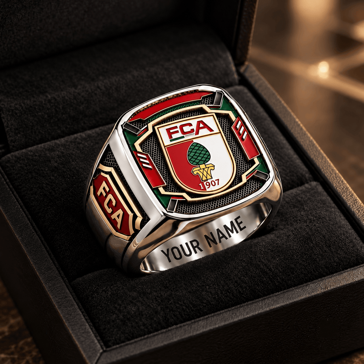 FC Augsburg 3D Fan Signet Ring – Custom Engraved Heavy Metal Band