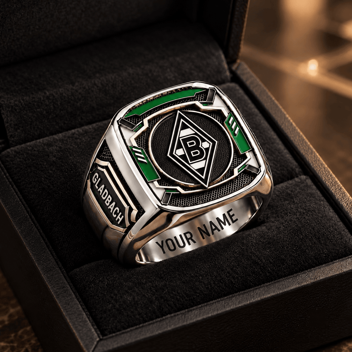 Borussia Mönchengladbach 3D Fan Signet Ring – Custom Engraved Heavy Metal Band