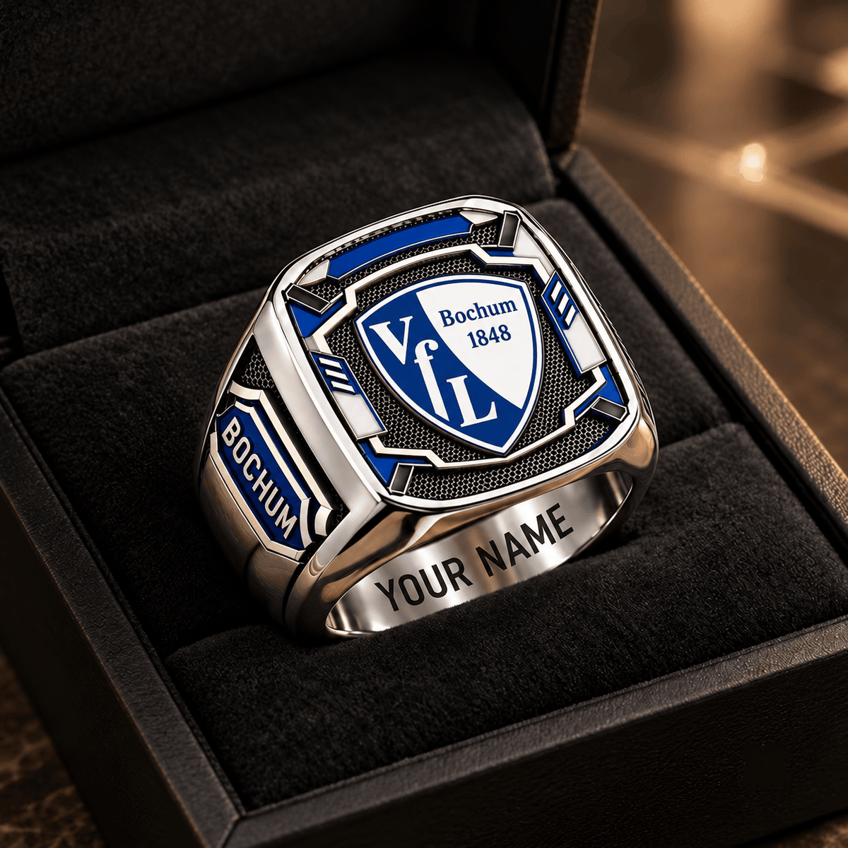 VfL Bochum 3D Fan Signet Ring – Custom Engraved Heavy Metal Band