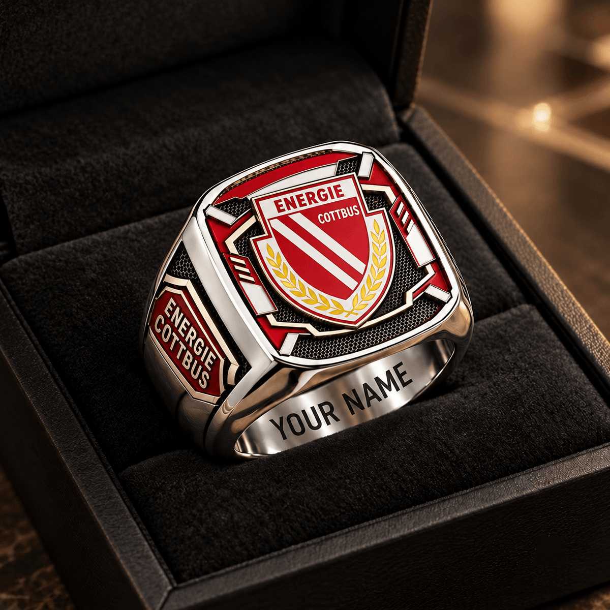 Energie Cottbus 3D Fan Signet Ring – Custom Engraved Heavy Metal Band