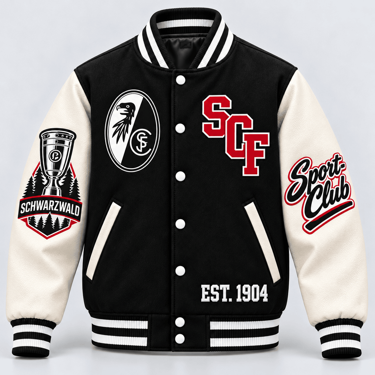 SC Freiburg Baseball Jacket – Classic Cotton Fleece Bomber Jacket