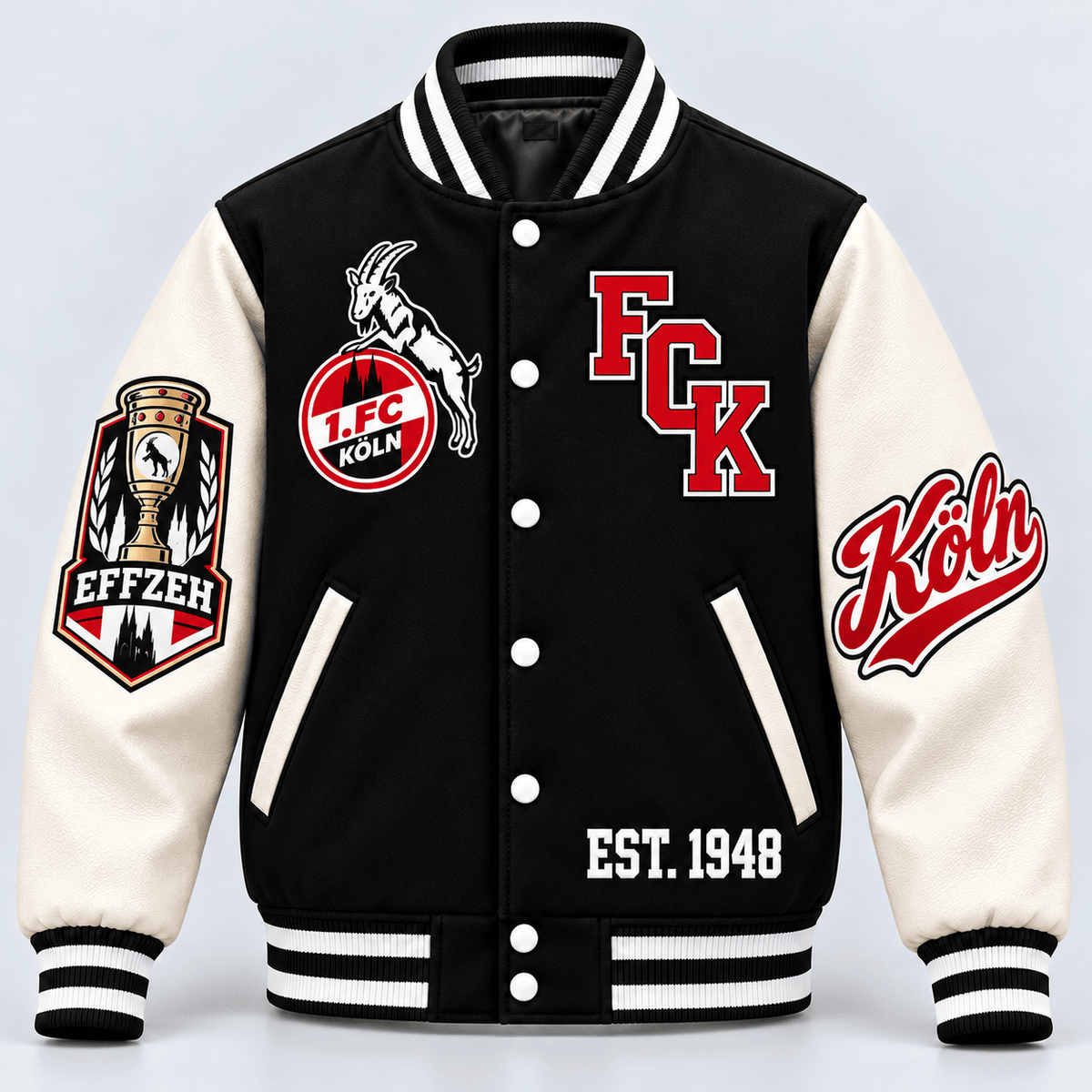 1. FC Köln Baseball Jacket – Classic Cotton Fleece Bomber Jacket