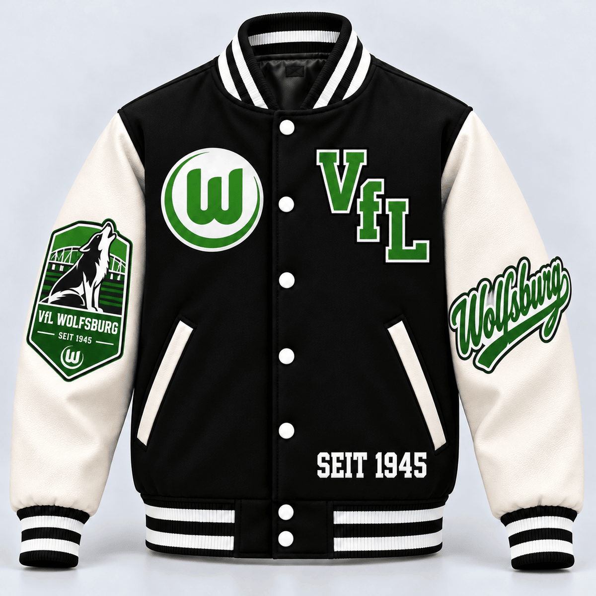 VfL Wolfsburg Baseball Jacket – Classic Cotton Fleece Bomber Jacket