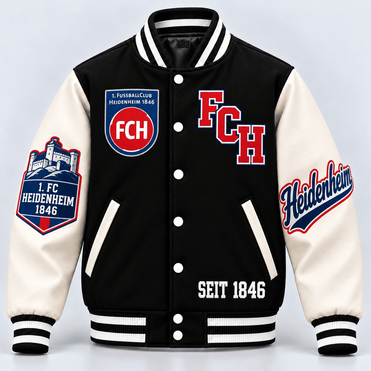 FC Heidenheim Baseball Jacket – Classic Cotton Fleece Bomber Jacket