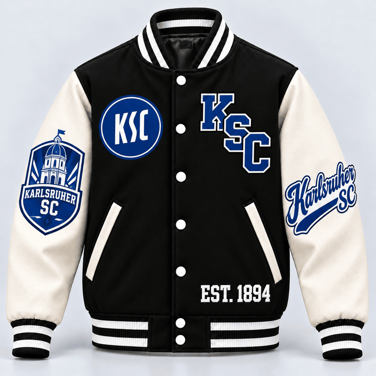 Karlsruher SC Baseball Jacket – Classic Cotton Fleece Bomber Jacket
