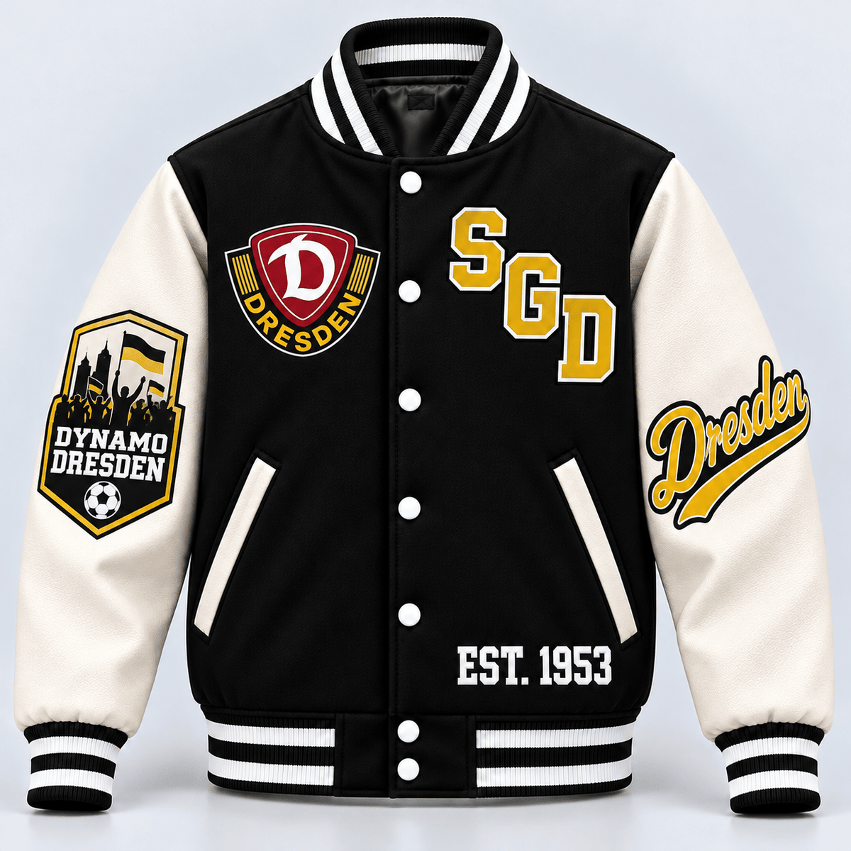 Dynamo Dresden Baseball Jacket – Classic Cotton Fleece Bomber Jacket