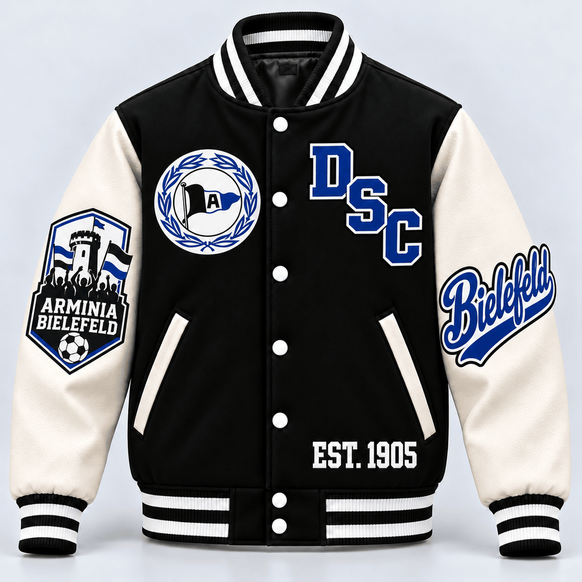 Arminia Bielefeld Baseball Jacket – Classic Cotton Fleece Bomber Jacket