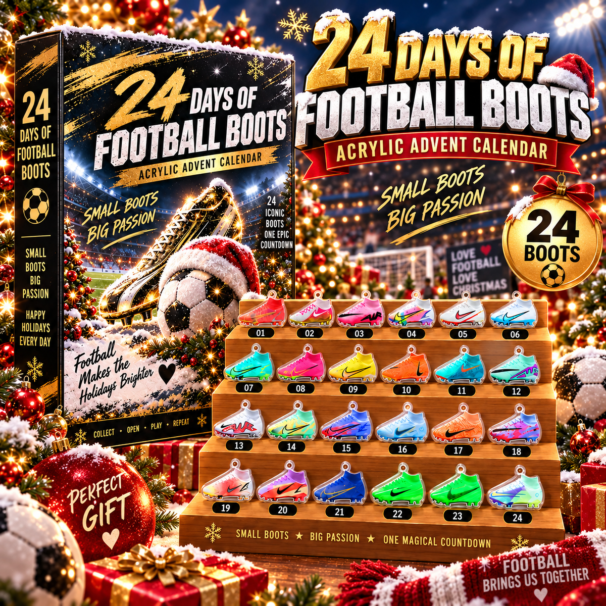 24 Days of Football Boots Acrylic Advent Calendar – Small Boots Big Passion Edition