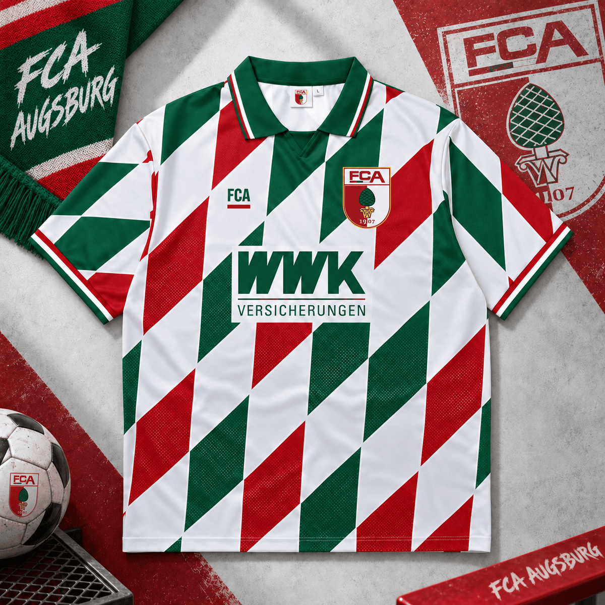 FC Augsburg Collar Soccer Jersey – Retro Vintage Football Shirt