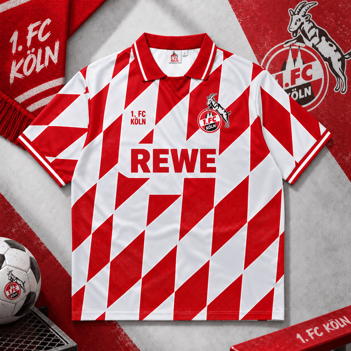 1. FC Köln Collar Soccer Jersey – Retro Vintage Football Shirt