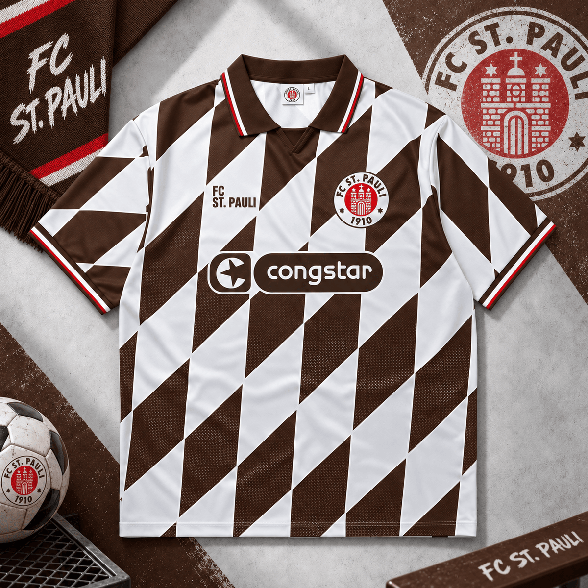 FC St. Pauli Collar Soccer Jersey – Retro Vintage Football Shirt