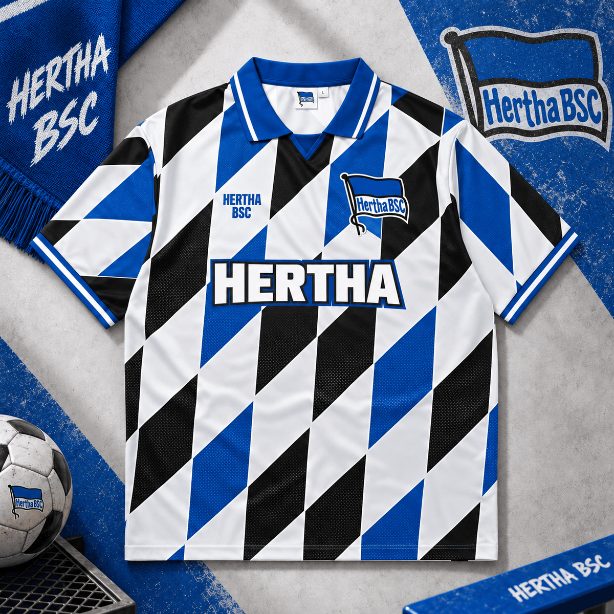 Hertha BSC Collar Soccer Jersey – Retro Vintage Football Shirt