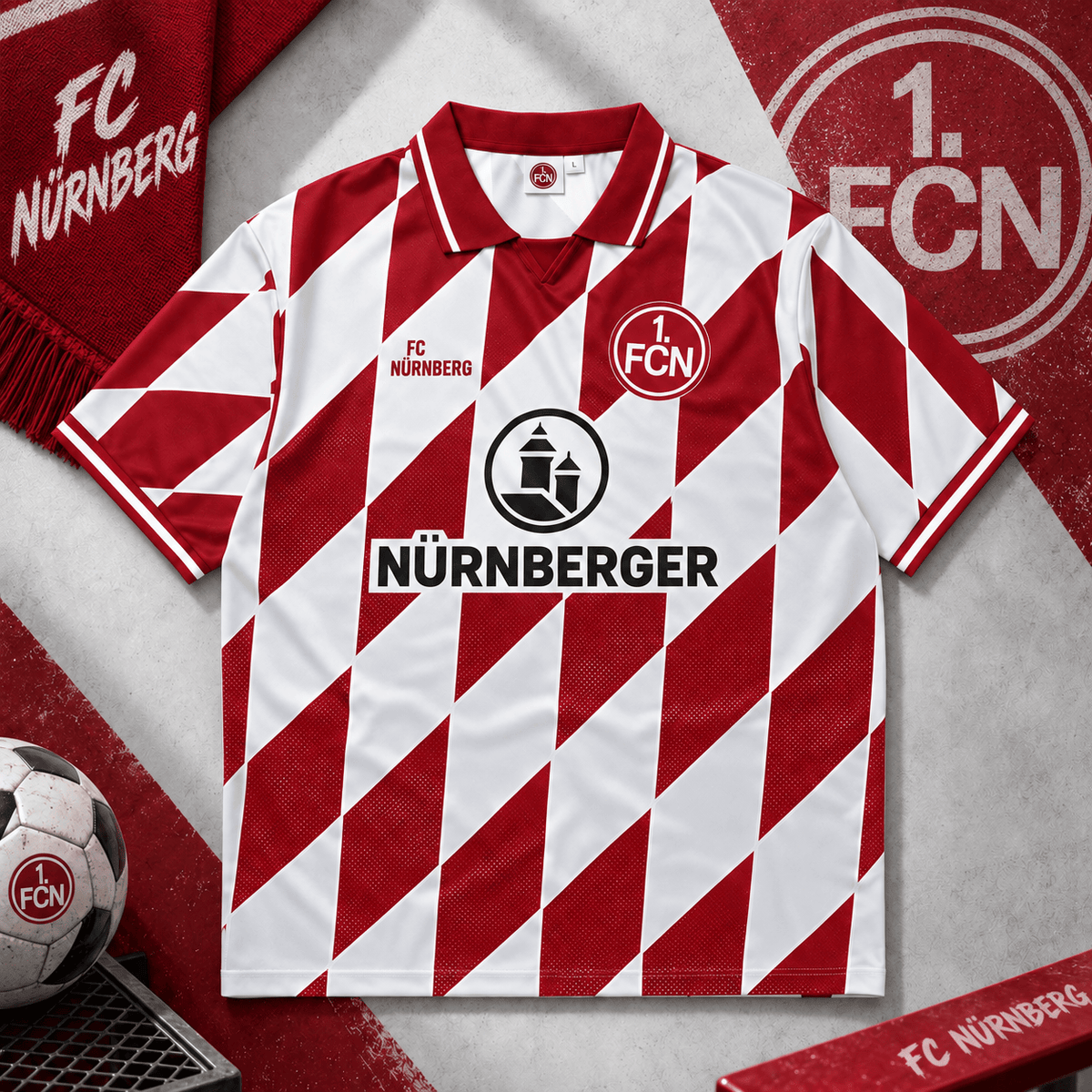 FC Nürnberg Collar Soccer Jersey – Retro Vintage Football Shirt