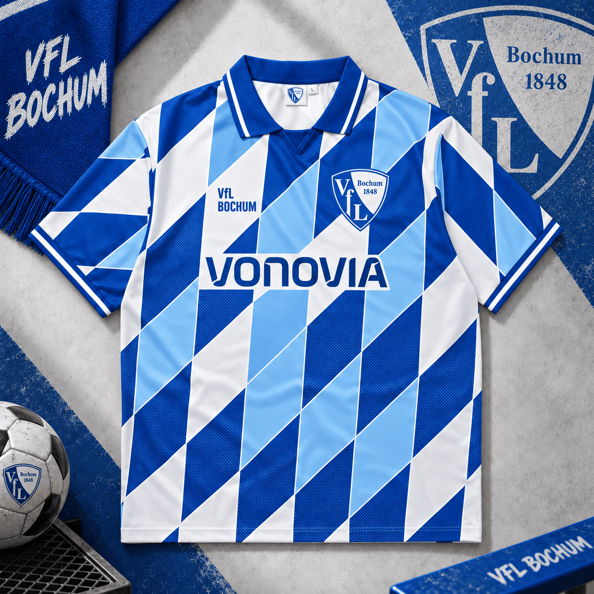 VfL Bochum Collar Soccer Jersey – Retro Vintage Football Shirt