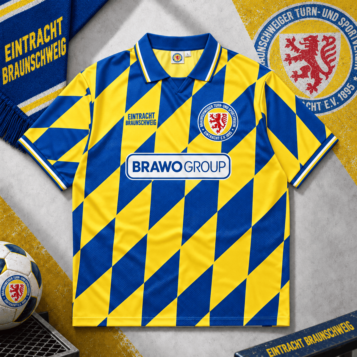 Eintracht Braunschweig Collar Soccer Jersey – Retro Vintage Football Shirt