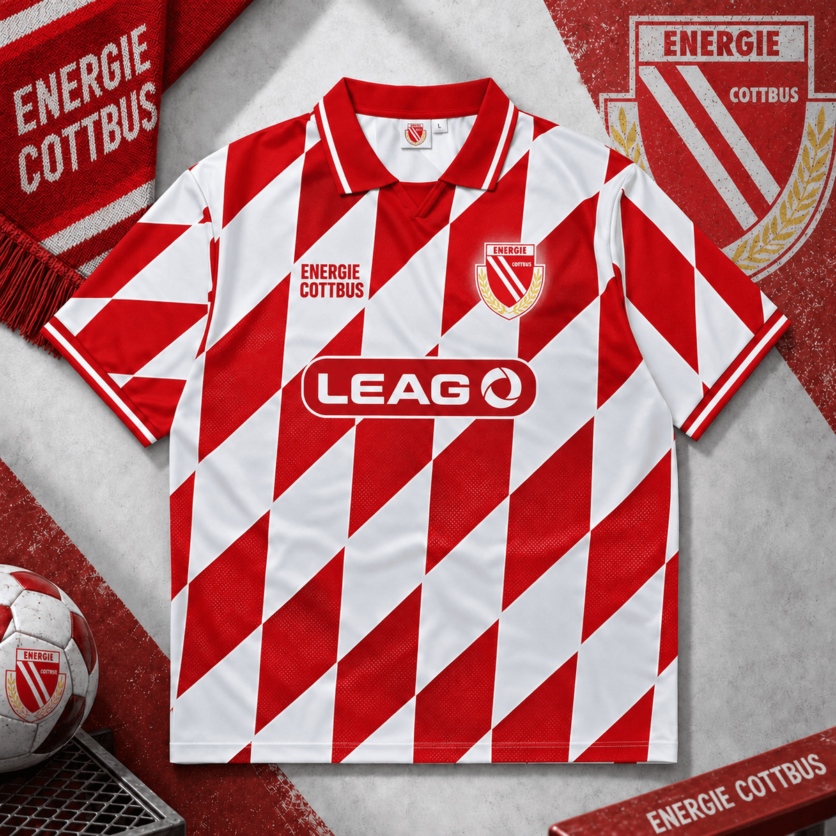 Energie Cottbus Collar Soccer Jersey – Retro Vintage Football Shirt