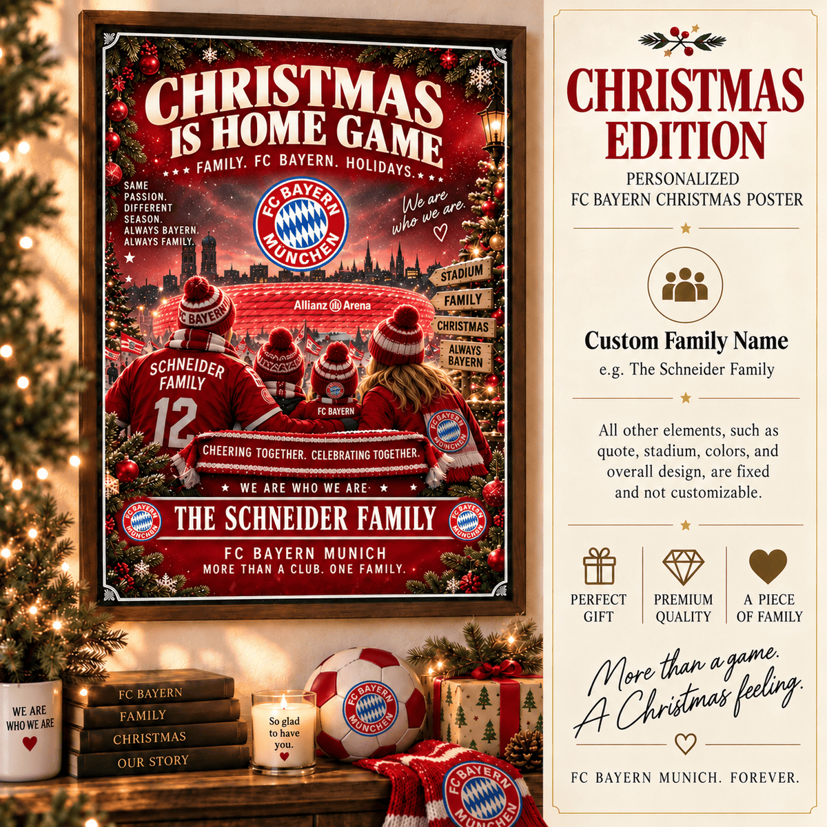 Bayern Munich Poster – Personalized Christmas Family Wall Art Print