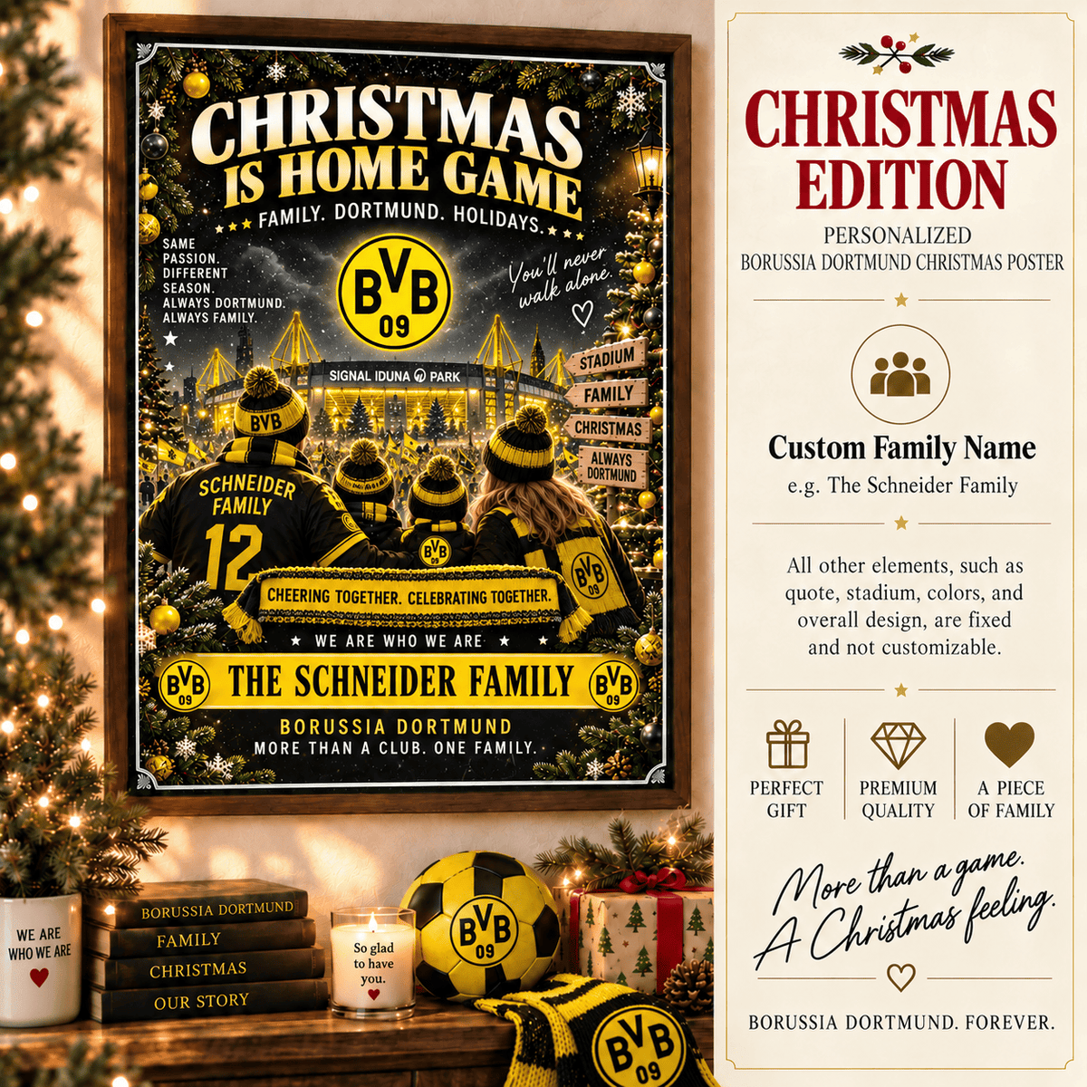 Borussia Dortmund Poster – Personalized Christmas Family Wall Art Print